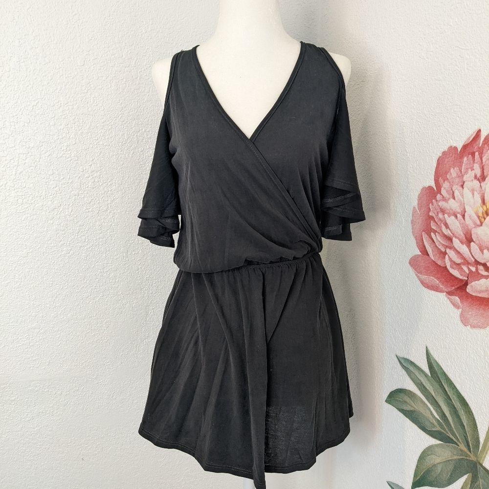 Aqua Black Cold Shoulder Romper